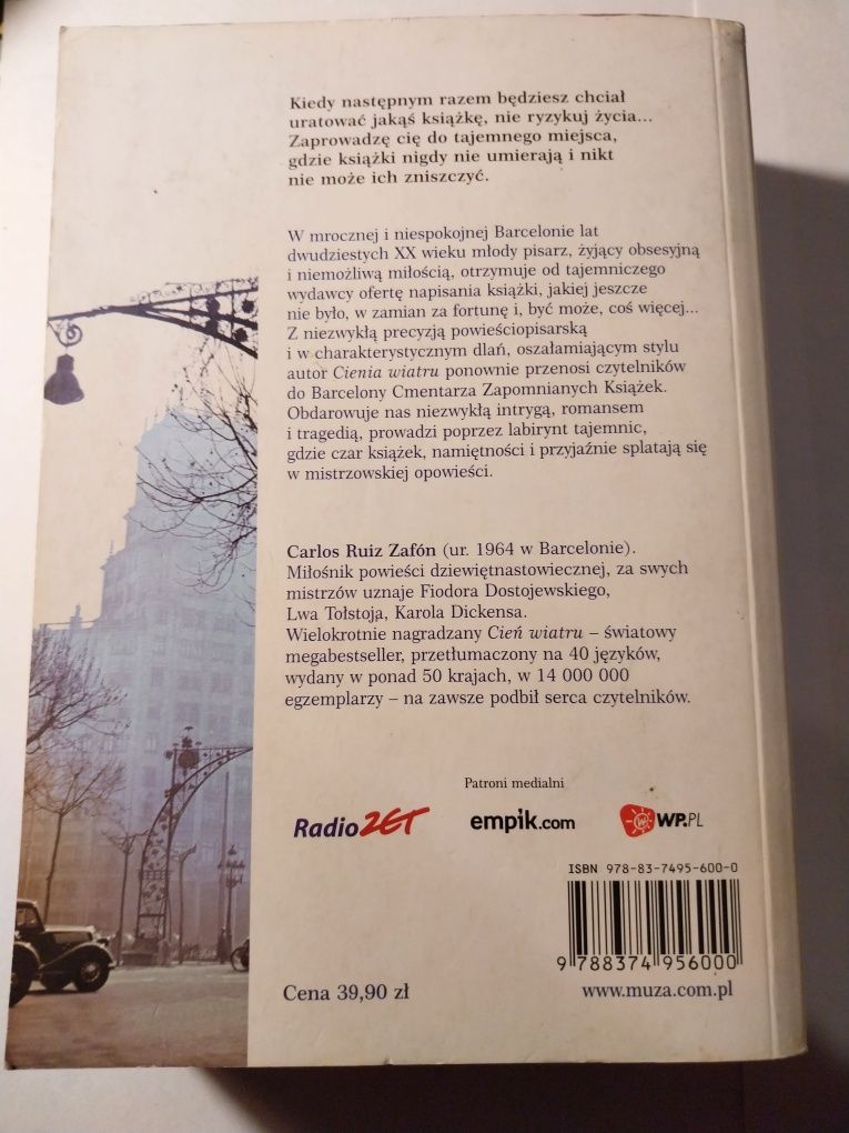 Książka "Gra Anioła" autor Carlos Ruiz Zafón