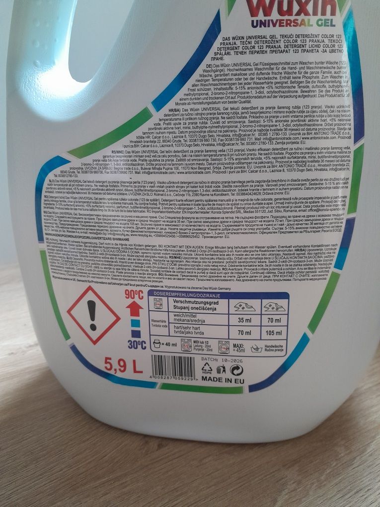 Żel do prania das wuxin universal gel 5,92l xxl giga pack na 140 prań