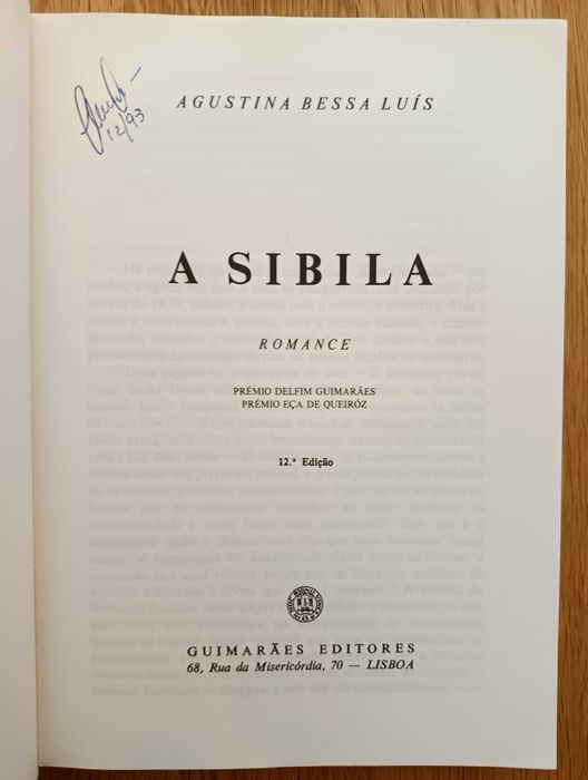 A Sibila - Agustina Bessa-Luís (portes incluídos)