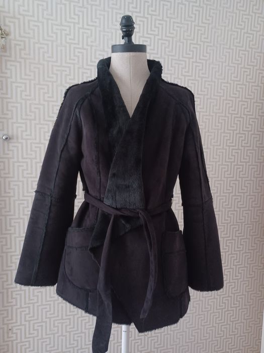 Casaco Mulher Preto Pelo Sintético