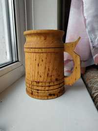 Дерев'яний пивний кухоль, кружка пивна для пива з дерева