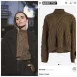 Bardzo ciekawy sweter z Francji w kolorze khaki z warkoczami rozmiar M