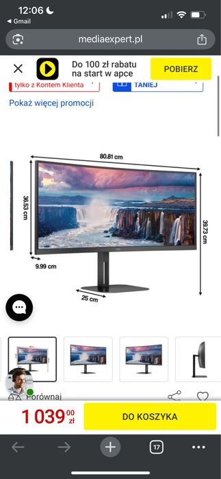 Monitor AOC ultra wide 34”