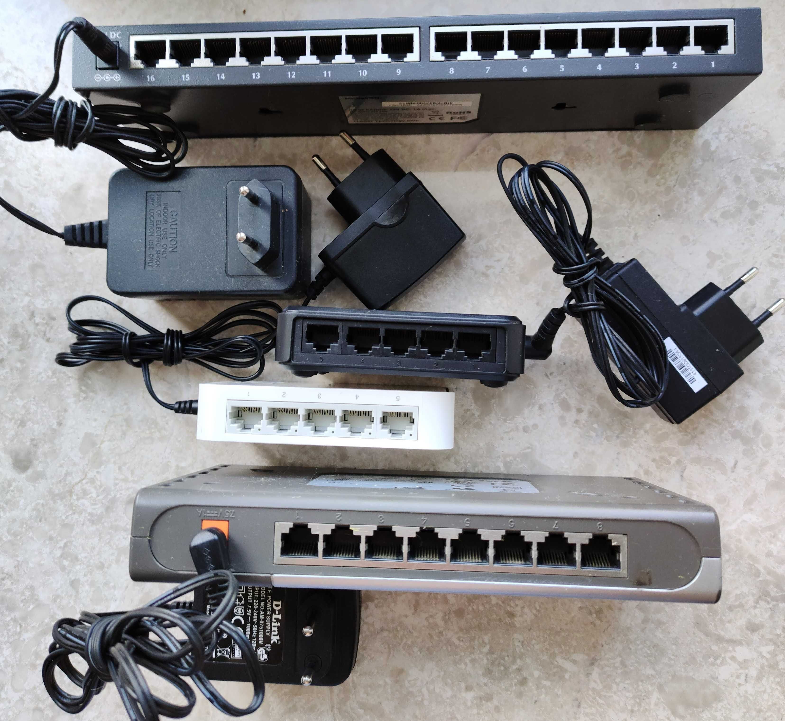 Комутатори мережеві 5 8 16 портів switch Planet D-Link TP-Link