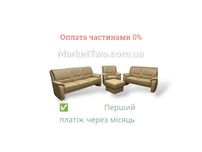 Кожаный, шкіряний комплект диванів 3-ка 2-ка крісло та пуф ( 120604 )