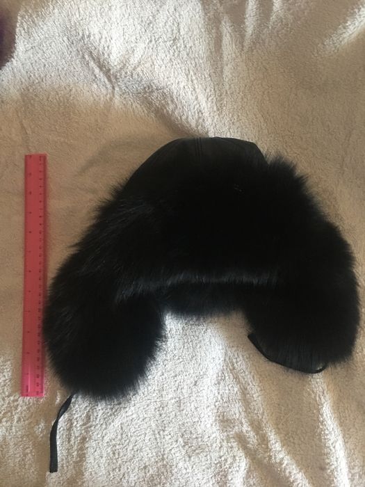 Шапка-ушанка, натуральная кожа, песец