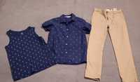 Zestaw H&M spodnie chino 128/ 7-8 lat koszula h&m kotwice podkoszulek