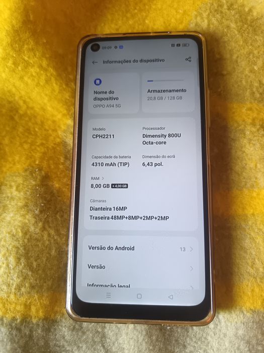 OPPO A94 _128gb/8gb_pleno funcional com duas capas