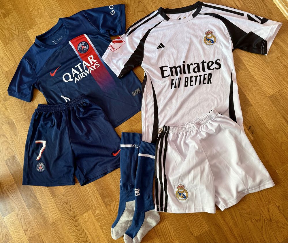 Футбольна форма Мбаппе Mbappe Реал зріст 140 146 152 гетри Kelme 32-35