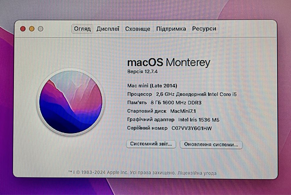 Macbook Mac Mini SSD 258gb 2014 ПК для дома