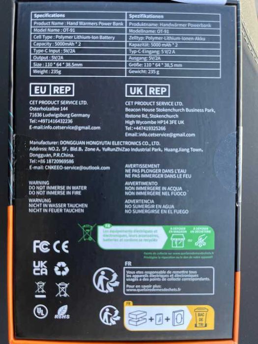 Powerbank 10000mha Hand warmers Novo