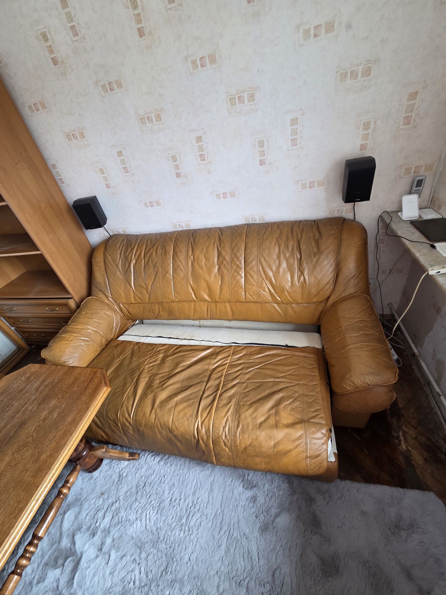 Kanapa skórzana 3 osobowa z funkcją spania | skóra bydlęca