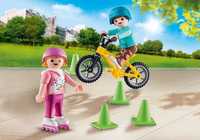 Playmobil crianças bicicleta e patins NOVO