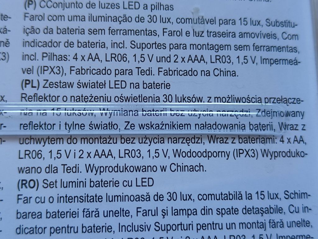 Zestaw Świateł Rowerowych LED Na Baterie Lampa Do Roweru Oświetlenie