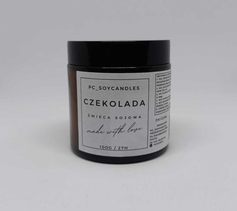 Świeca Sojowa Zapachowa Czekolada 120ml 27h Drewniany Knot