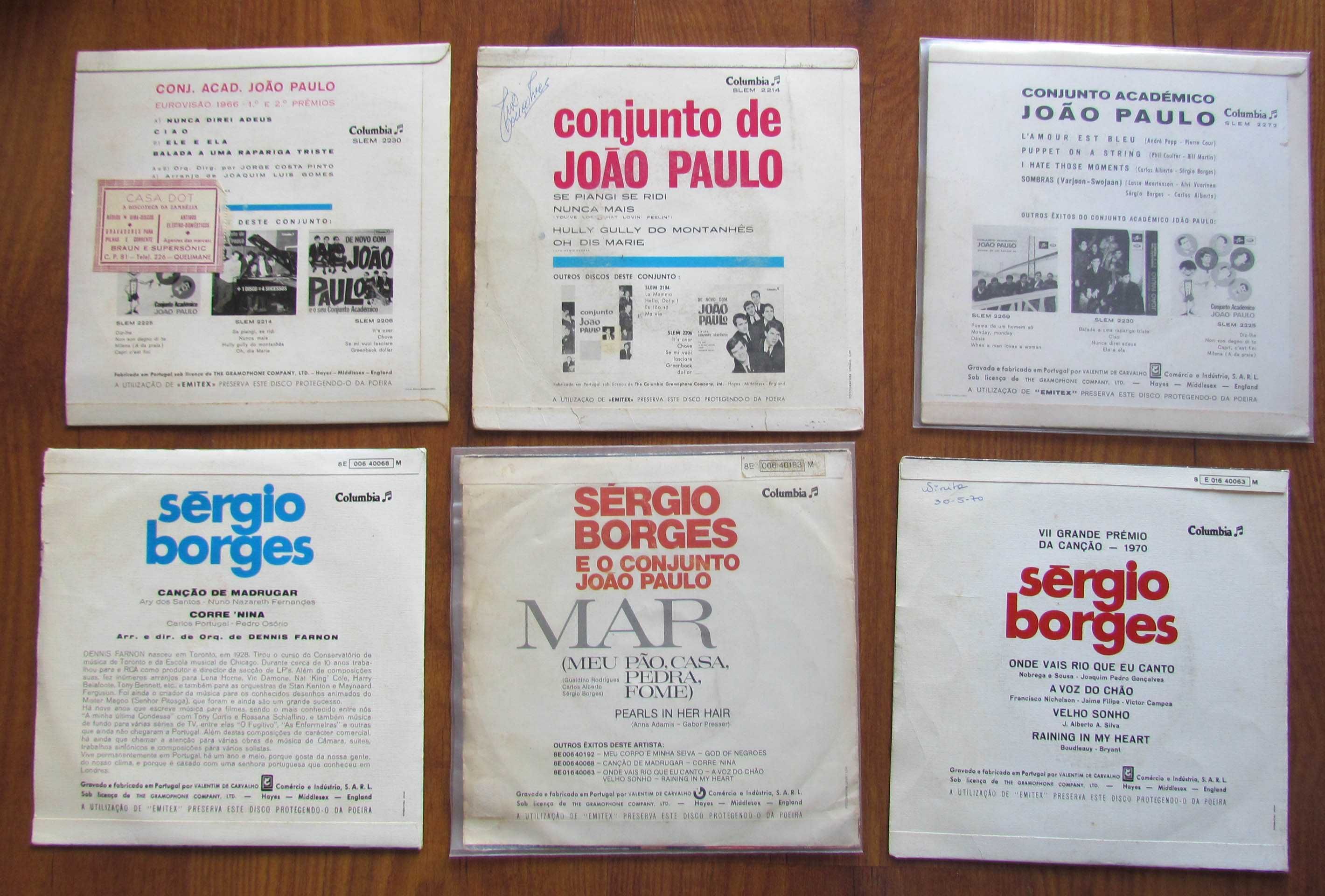 Conjunto João Paulo e Sérgio Borges lote 6 singles (Discos Vinil)