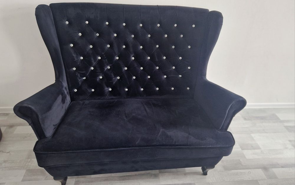 Kanapa Glamour , czarna Welur