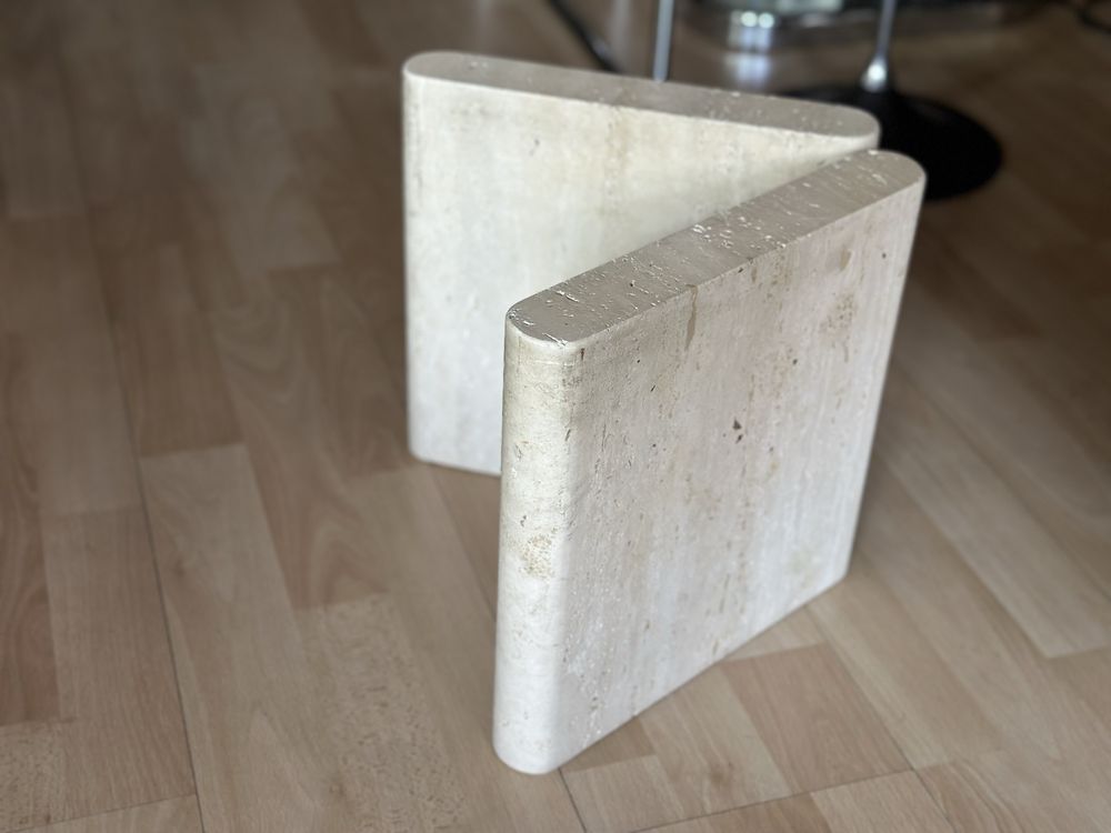 Mid century stolik kawowy trawertyn szkło 80x120x 31cm