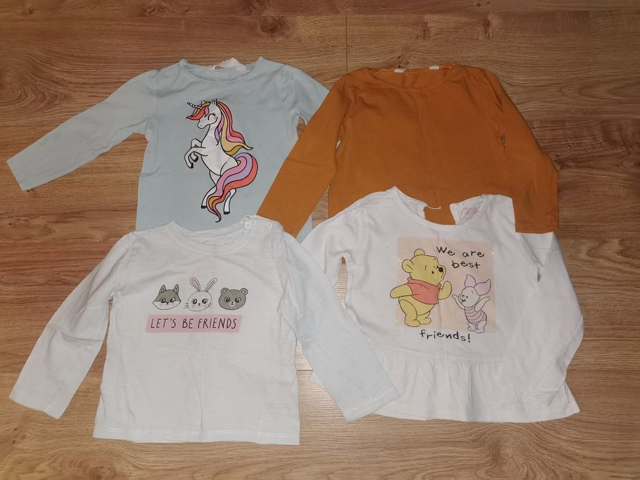 Zestaw 4 bluzeczek z długim rękawem rozmiar 92