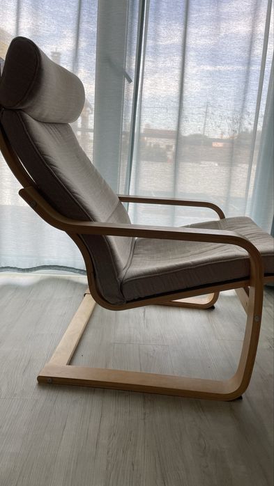 Cadeira poltrona quarto madeira bege ikea