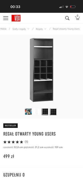 Regał z szufladą biało czarny