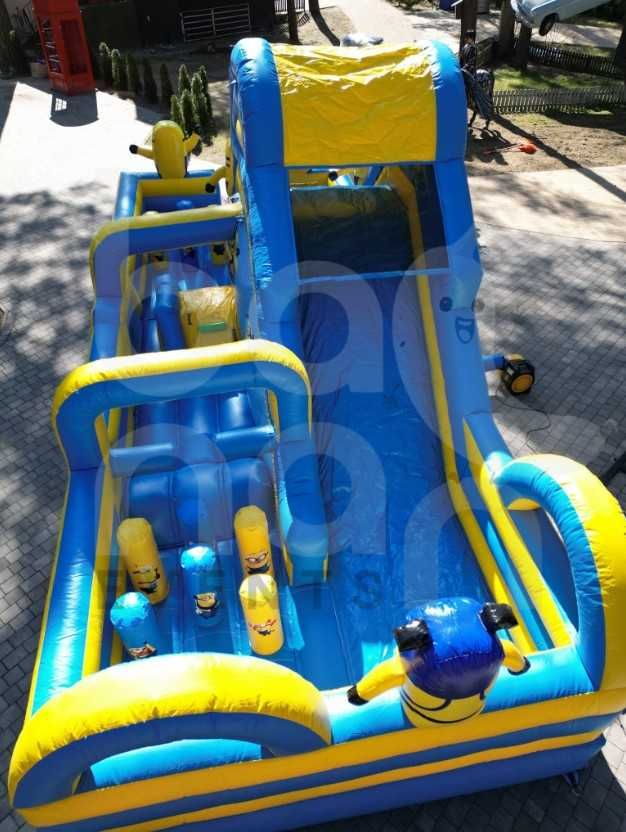 Piękny tor przeszkód combo ze zjeżdżalnią z minionkami. 9m x 4m x 4,5m