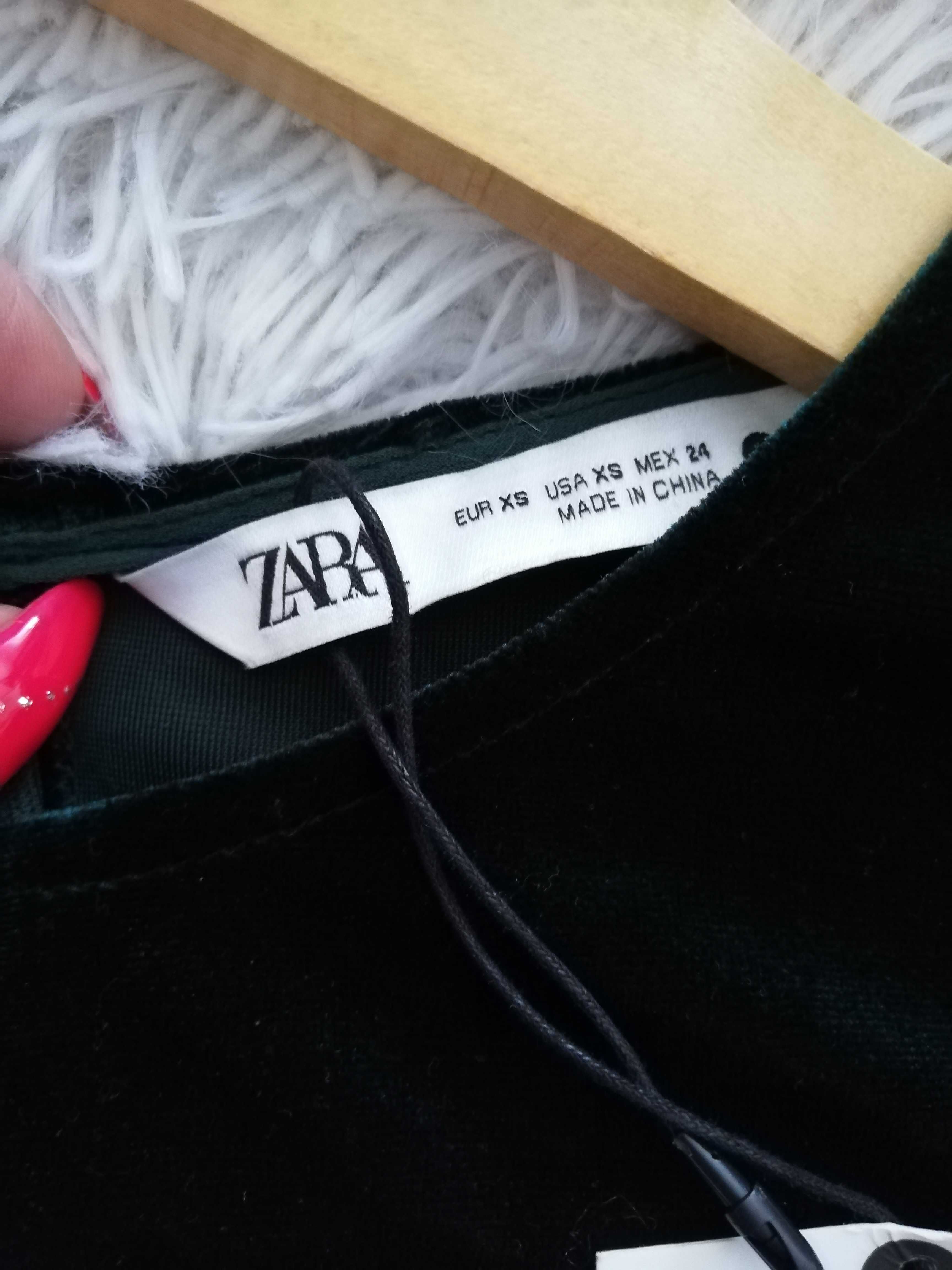 sukienka Zara xs s 34 36 butelkowa zieleń długa sukienka Zara xs s