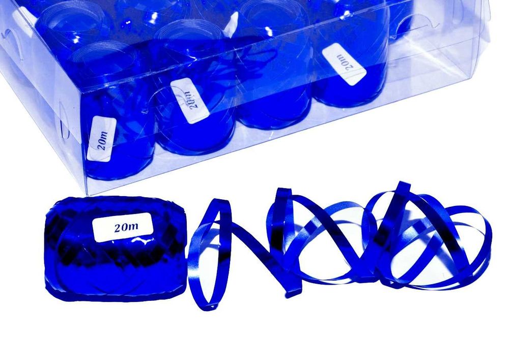 Wstążka pp metaliczna "Kokony" 0,5cm/20m 1opak./20szt. GRANATOWA