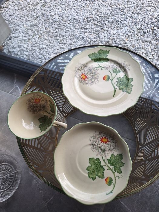 Trio śniadaniowe h& c Bawaria Heinrich chryzantemy chryzantema porcela