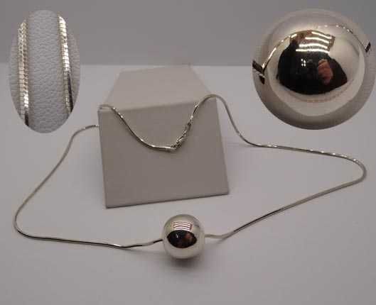 Srebrny naszyjnik linka żyłka z kulką 55 cm.