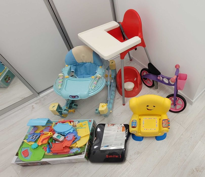 Zabawki dla dzieci / rowerek , chodzik, krzesełko interaktywne, całość