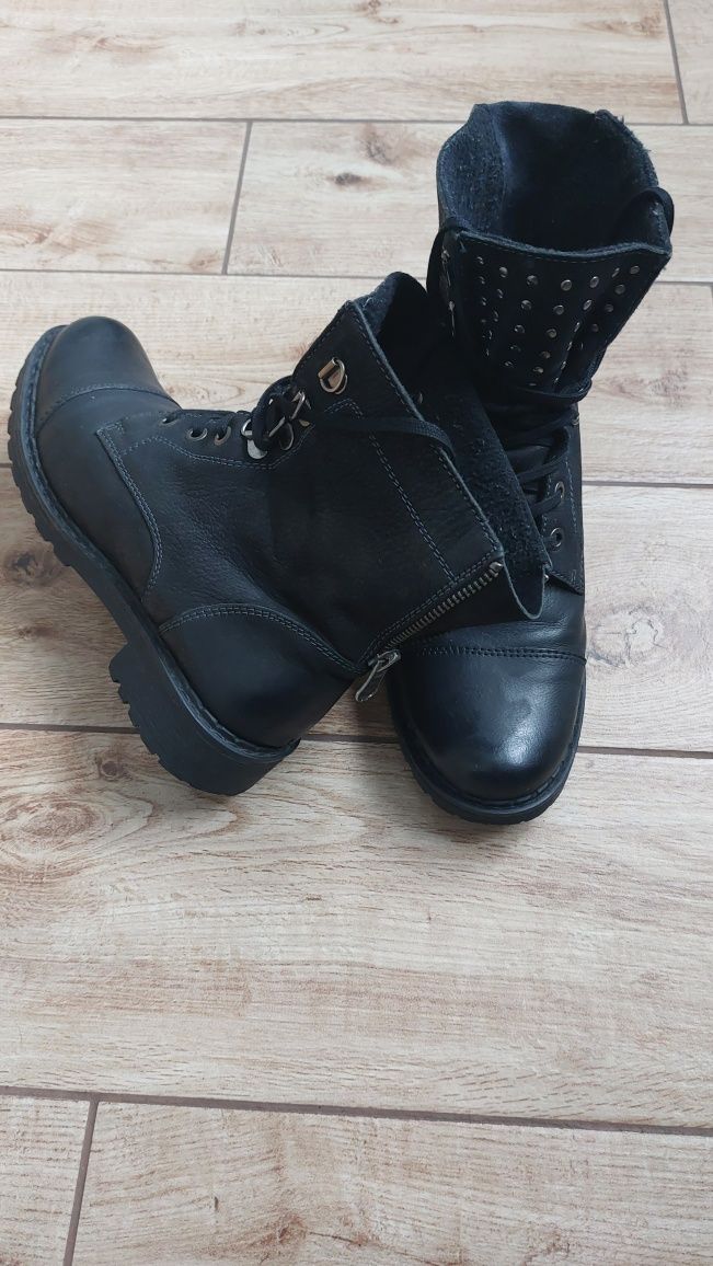 Skórzane botki workery Lasocki