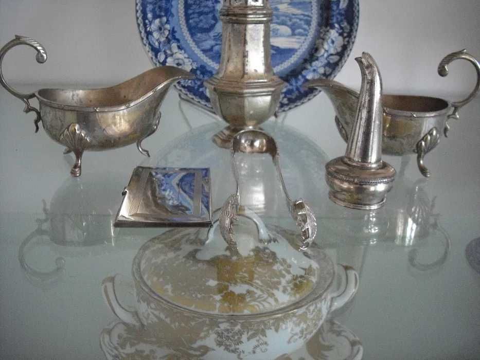 Antyk srebrne sygnowana sosjerki cukiernica Szczypce  cukru 7 pozycji