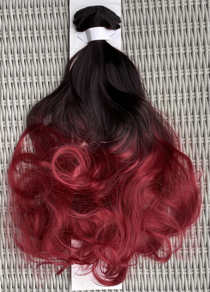 Premium Ultra włosy doczepiane, czarny / mahoń / ombre clip in ( 397 )
