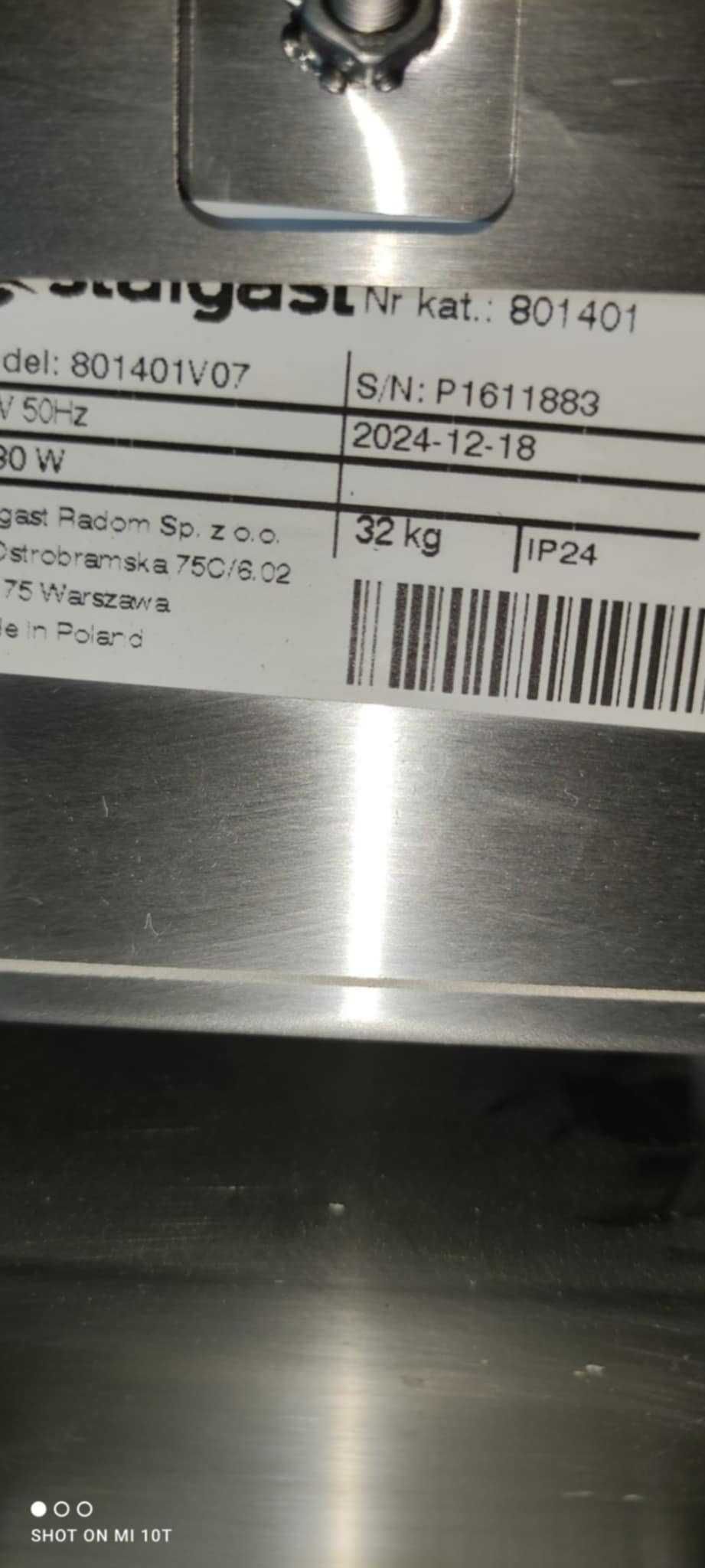 Zmywarka wyparzarka do szkła 801401 Stalgast 230V Prod 18.12.2024.