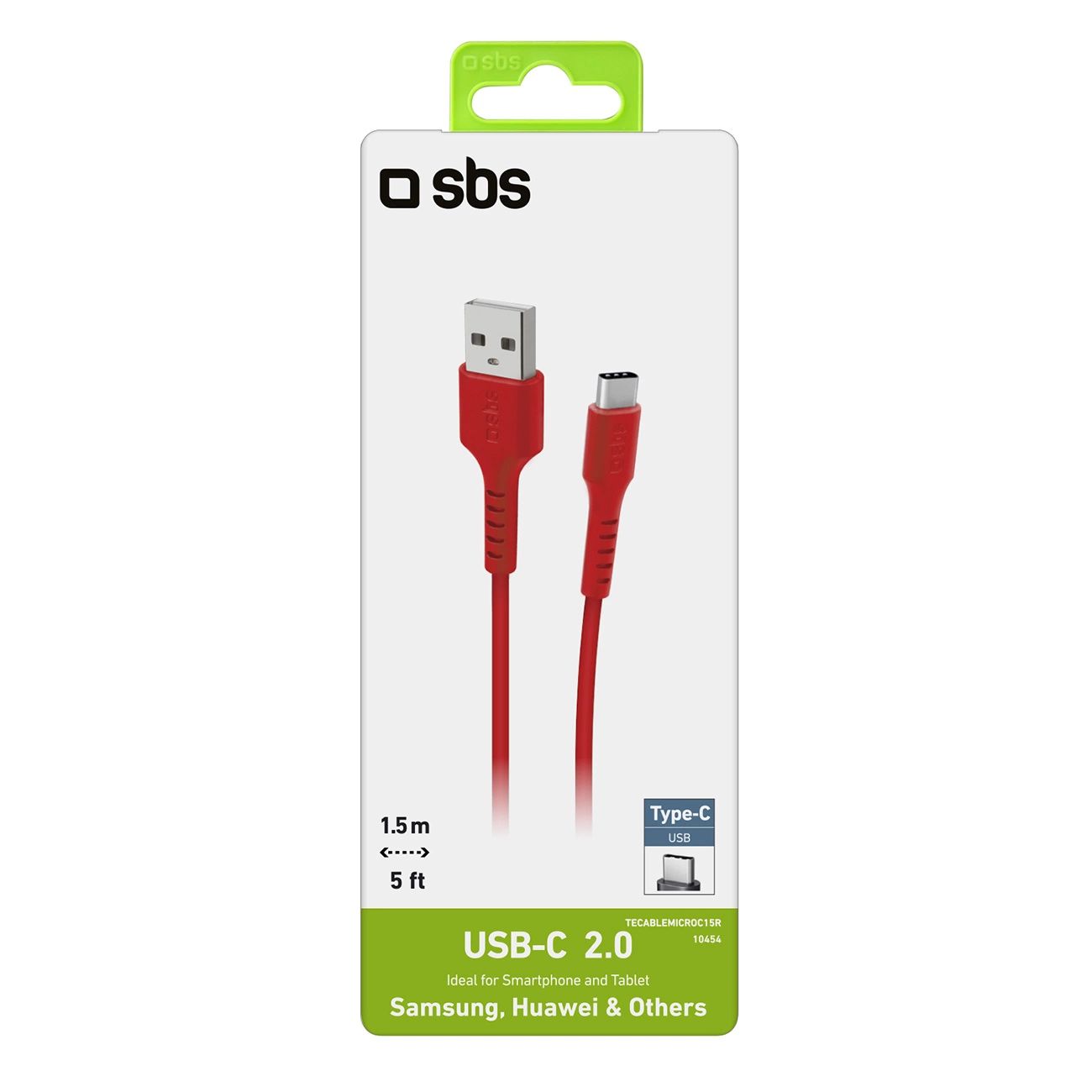 Kabel Sbs Tecablemicroc15R Usb-A - Usb-C 1,5 M - Czerwony