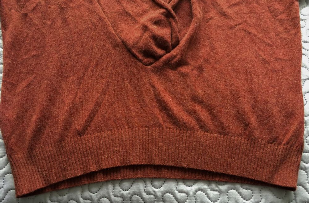 AL-BO sweter brązowy oversize krótki rękaw XL XXL