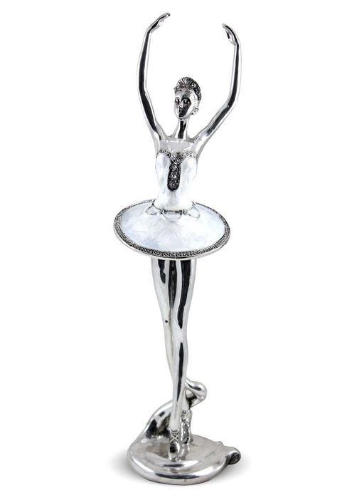 Baletnica srebrna figurka tańczącej baletnicy ozdoba na prezent 90395