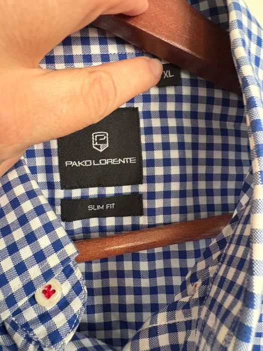 Koszula w biało niebieska kratkę slim fit Pakolorente r. XL