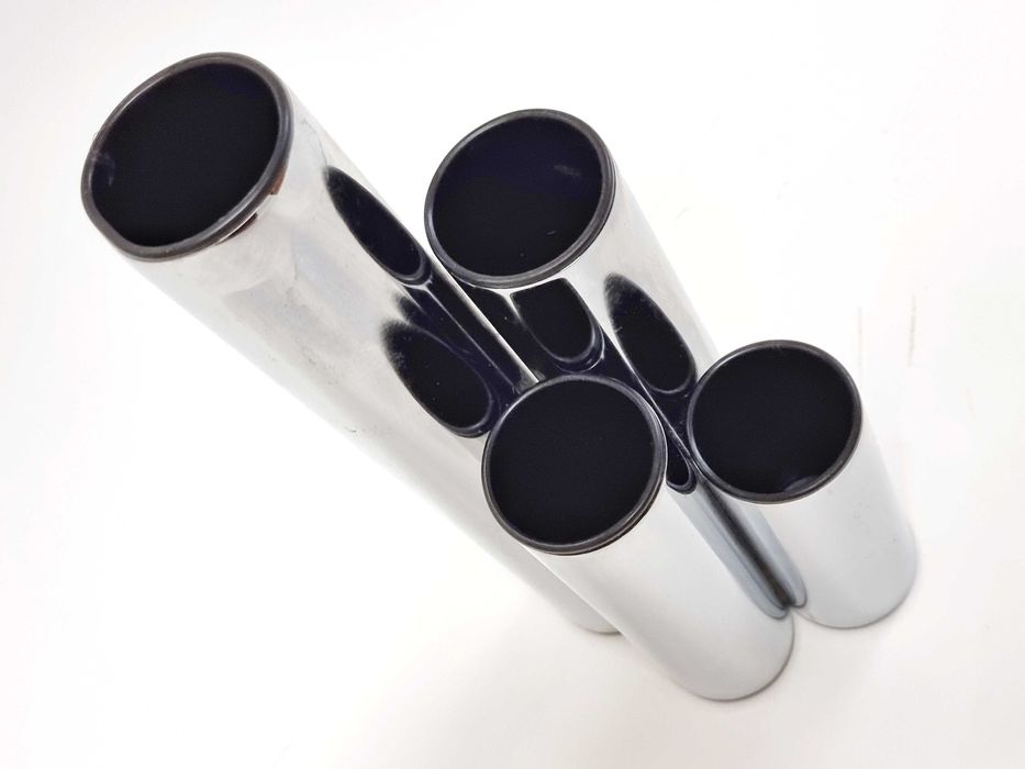 Vaso tubular cromado Space Age Gio Ponti e Lino Sabattini Tubi anos 70