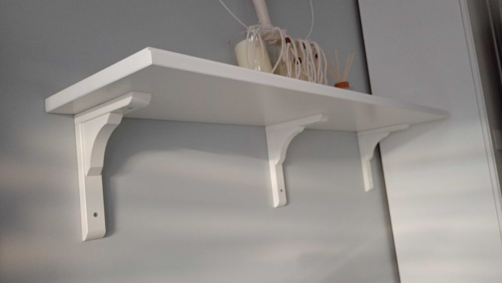 Biurko IKEA Hemnes białe szkło półka Zestaw