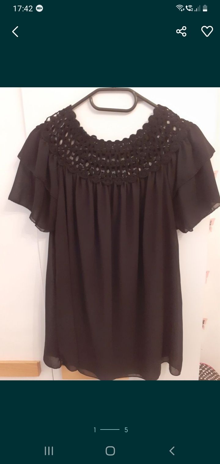 Bluzka czarna elegancka roz M/L