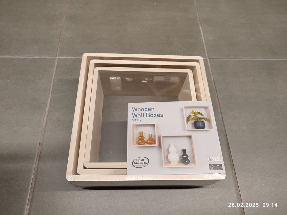 Nowe drewniane półki skrzynki organizery 3 sztuki