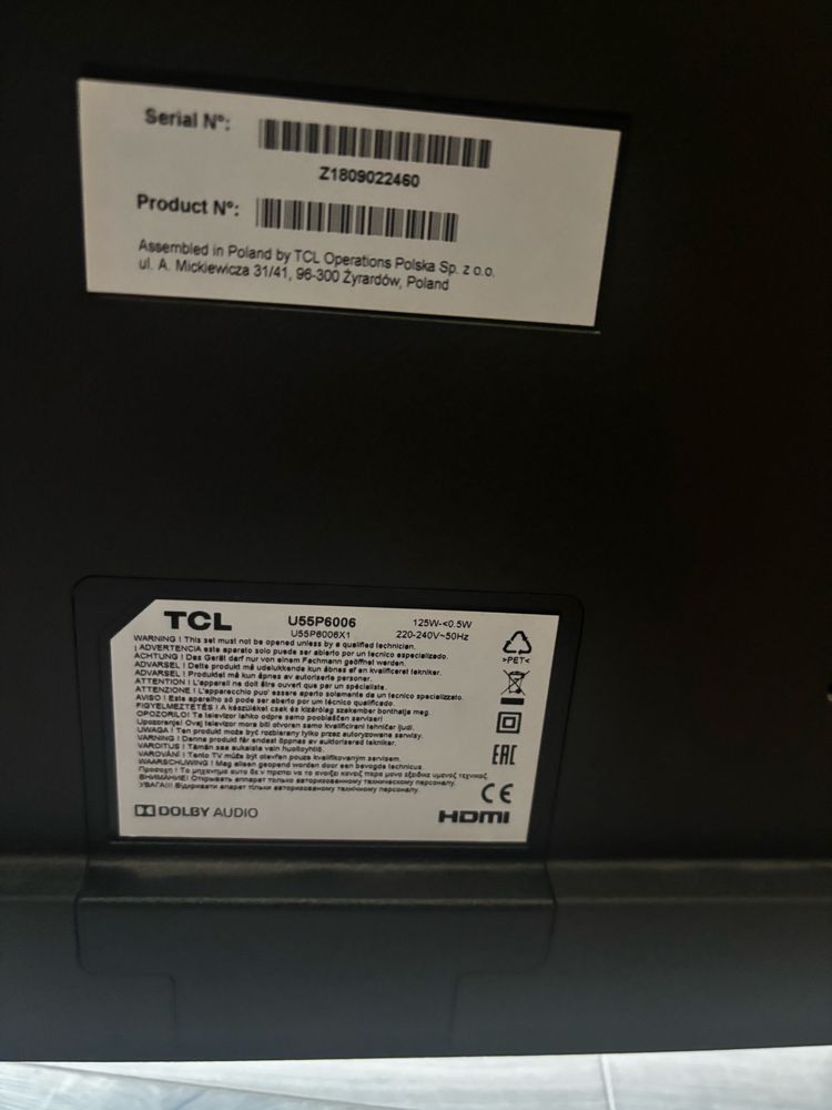 Telewizor TCL 55P6006 55" LED 4K smart tv