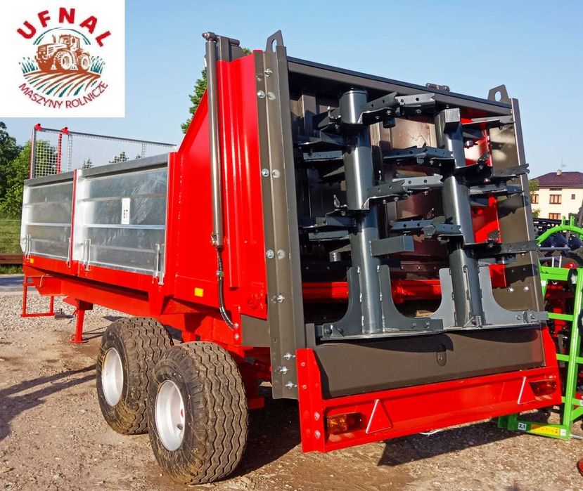 Od ręki! Rozrzutnik 8 Ton adapter pionowy + klapa + posuw hydrauliczny