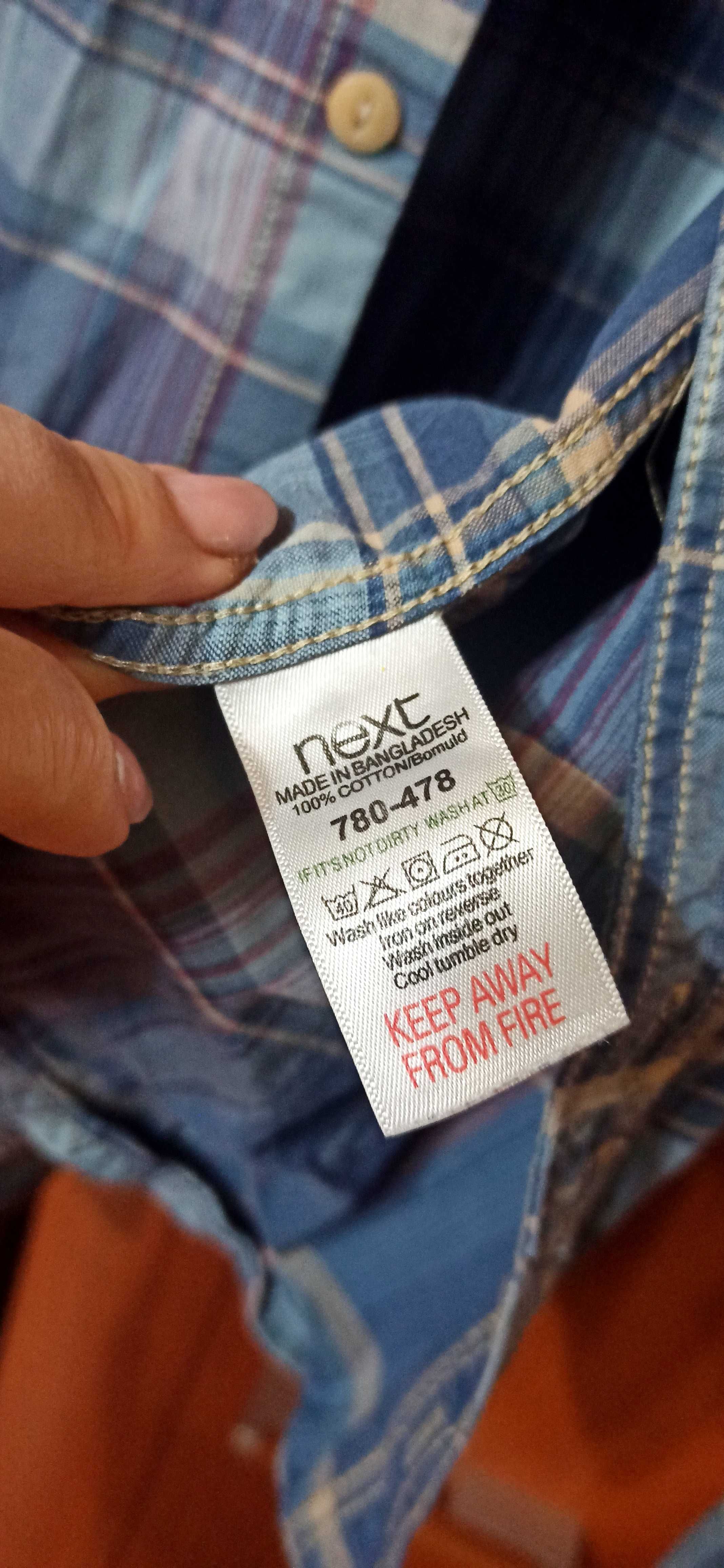 Koszula męska L niebieska, kratka Next