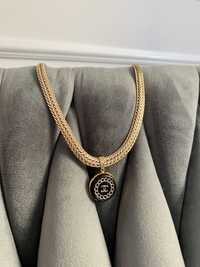 Naszyjnik chanel cc złoty czarny elegancka biżuteria