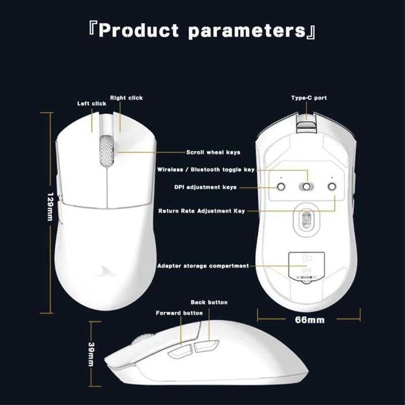 НОВА Бездротова ігрова мишка Darmoshark M3 сенсор PMW3395, біла /чорна