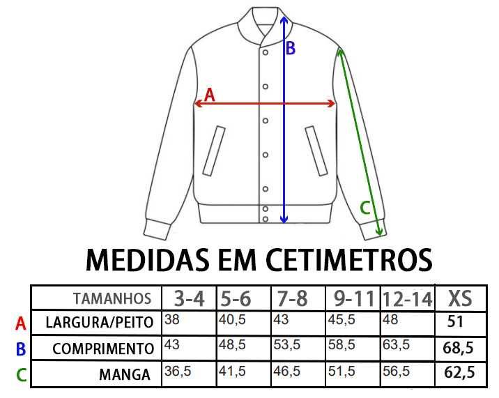 Casaco Universitário/Baseball vermelho unisex para Criança