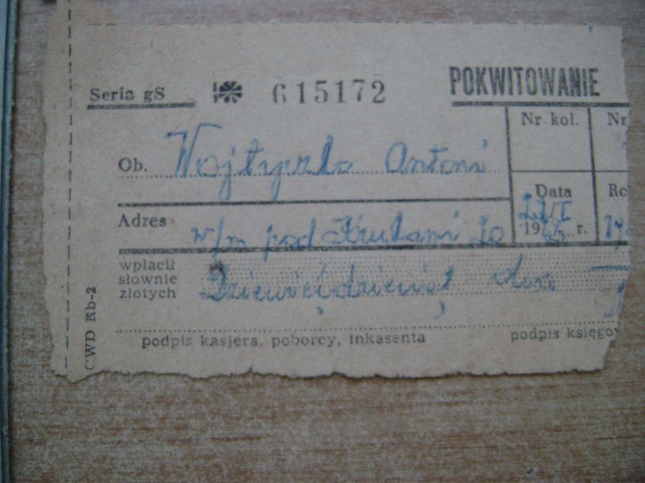 Starocie z PRL Stare dokumenty Zestaw 3 polskie kwity z 1950r. i 1961r